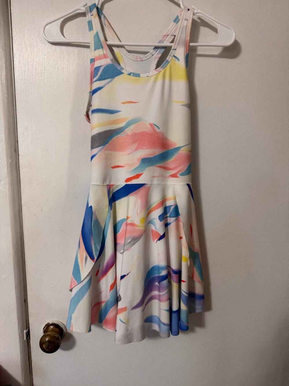 Girls' White Multicolor Swirl Tank Dress
